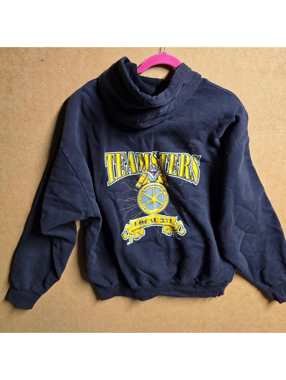 Vintage Teamsters Local 371 Hoodie Sweatshirt Mens XL Black Union Line